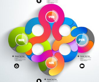 Yuvarlak Renkli Infographics Ve Vektör Diyagramı şablonu