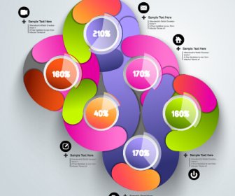 Yuvarlak Renkli Infographics Ve Vektör Diyagramı şablonu