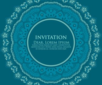 Round Floral Pattern Invitation Cards Vector