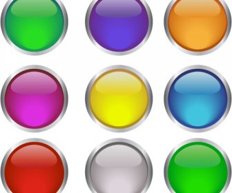 круглые стеклянные кнопки веб дизайн вектор