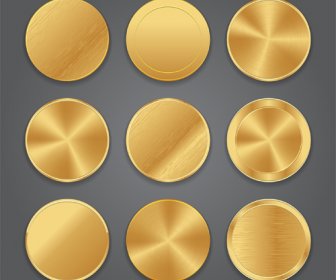 Set De Vectores De Botón De Oro Redondo