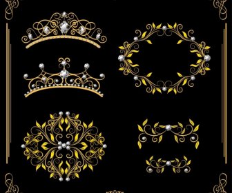 Royal Crown Design Elements Luxury Classical Curves Decor