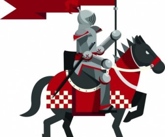 Royal Knight Icon Colored Vintage Design