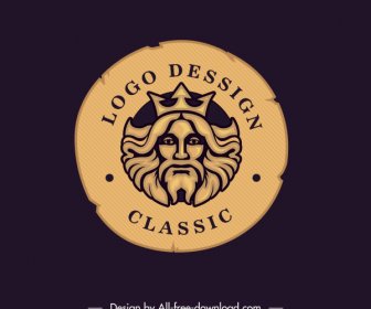 Königliche Logo-Vorlage Retro Europäischen Kreis Dekor