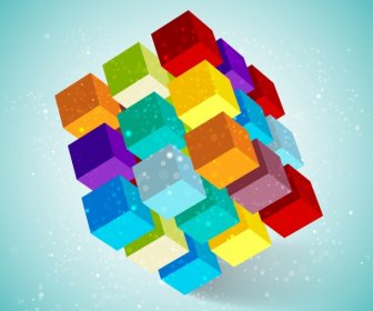 Rubikcube アイコンのカラフルな 3 D デザイン