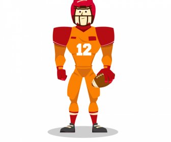 rugby player icon cartoon character sketch