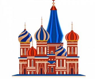 ícone De Edifício Russo Esboço Elegante Da Arquitetura Plana