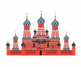 ícone Do Edifício Russo Plano Simétrico Elegante Esboço De Arquitetura