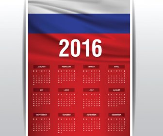 Russian16 Grid Calendar Vector