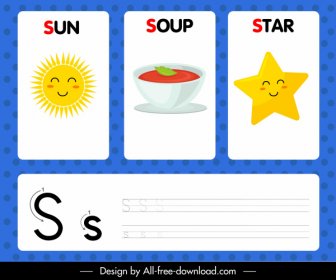 S Studi Alfabet Template Ikon Bintang Sup Matahari