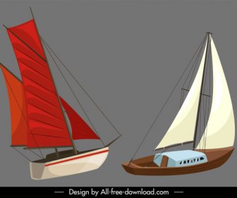 Segelboot Schablonen Zeitgenössische Skizze