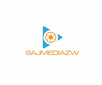 Sajmediazw Logo Plat Bleu Orange Triangle Rond Lentille Croquis