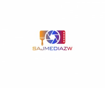 sajmediazw logo flat camera lens sketch