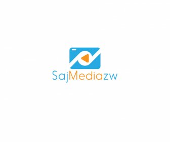 sajmediazw logo flat geometry texts play button sketch