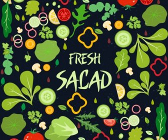 Légumes Frais Ou Salade Icône De Fond Multicolore