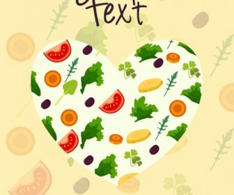 Salad Latar Belakang Warna-warni Vignette Dekorasi Jantung Bentuk Tata Letak
