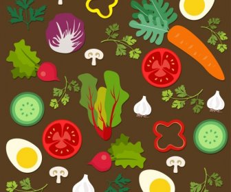 Des éléments De Conception Différents Plats Salade Cuisine Icônes