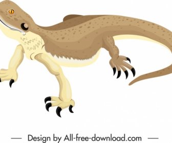 Salamandre Reptile Icône 3D Croquis Coloré