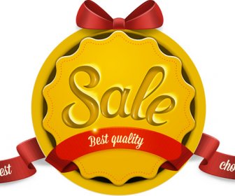 Sale Badge Symbol With Red Ribbon