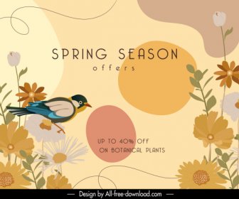 Sale Banner Template Spring Elements Decor Colorful Classic