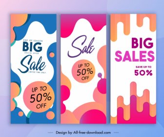 Sale Banner Templates Colorful Abstract Flat Deformed Decor