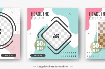 Sale Banner Templates Colorful Flat Checkered Geometric Decor