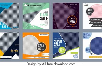 Sale Banner Templates Colorful Modern Abstract Checkered Decor