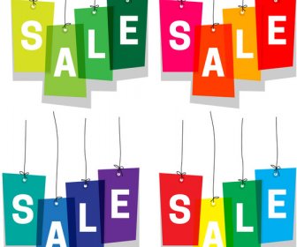 Sale Design With Sets Of Colorful Stickers