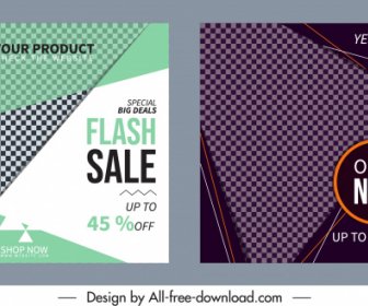 Sale Leaflet Templates Modern Flat Checkered Geometry Decor