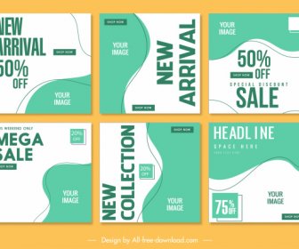 Sale Poster Templates Abstract Bright Curves Sketch
