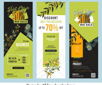 Satış Poster şablonları Bitkiler Dekor Renkli Dikey Tasarım