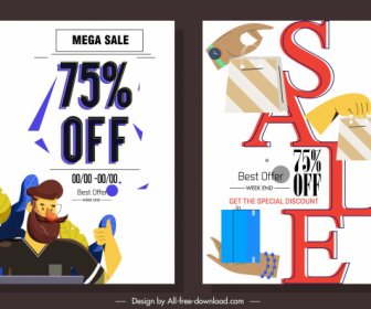 Sale Poster Templates Texts Shopping Elements Decor