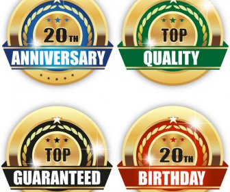 Sale Promotion Insignia Icons With Golden Design