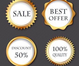 Sale Promotion Round Icons With Yellow Border