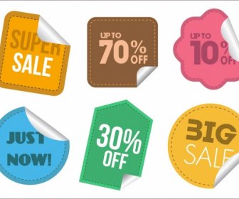 Sale Stickers Collection Various Colored Shapes Isolation