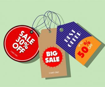 Sale Tags Collection Various Shapes And Colors Design