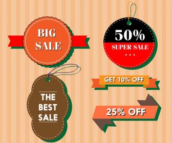 Sale Tags Collection Various Shapes Design In Colors