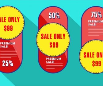 Sale Tags Collection Vertical Rounded Design
