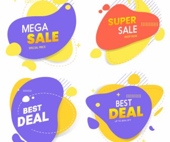 Sale Tags Templates Colorful Flat Deformed Shapes