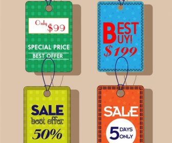 Sale Tags Various Colored Background In Vertical Style