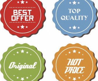 Sales Badges Collection Colored Serrated Round Design
