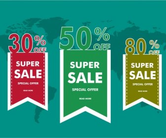 Sales Banner Sets Design With Vertical Percentage Style