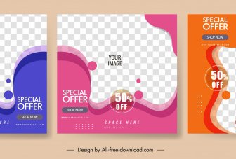Sales Banner Templates Abstract Squares Deformed Shapes