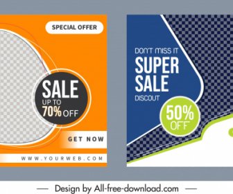 Sales Banner Templates Shiny Colored Modern Checkered Decor
