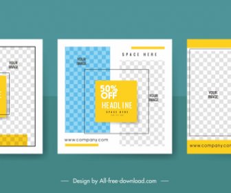 Sales Banner Templates Simple Flat Checkered Layout