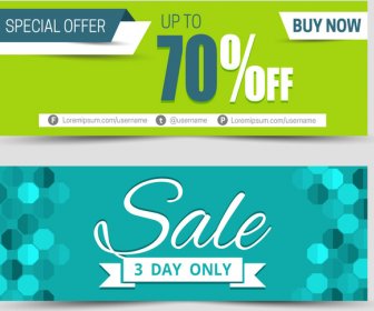 Sales Banners Sets With Contrasted Backgrounds