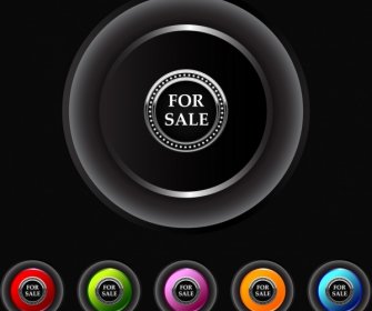 Sales Buttons Collection Shiny Colored Circles Design
