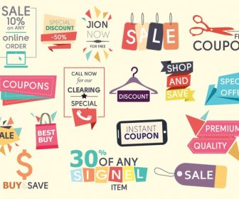 Sales Design Elements Illustration With Various Colored Styles