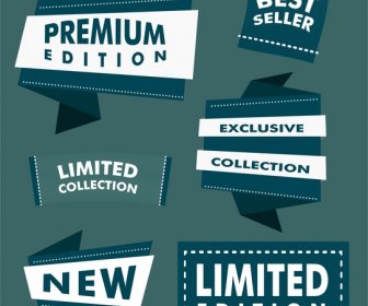 Sales Labels Illustration With Blue Origami Design