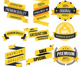 Sales Labels Ribbons Templates Elegant Yellow Shapes